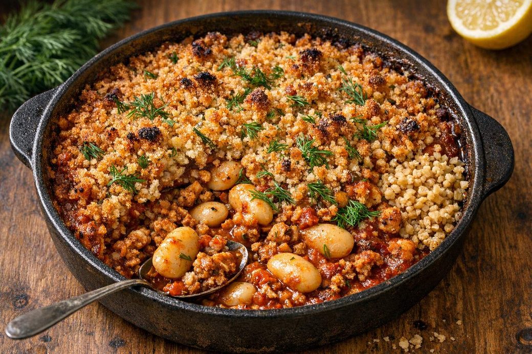 Greek Baked Beans with Turkey & Dill