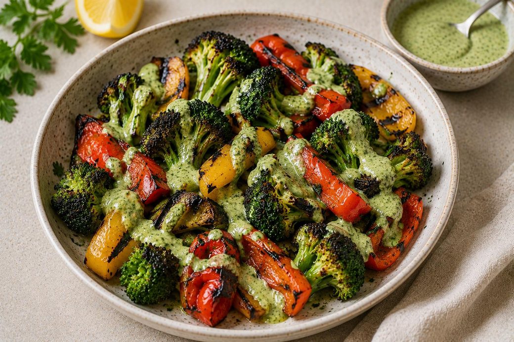 Green Tahini & Charred Vegetables